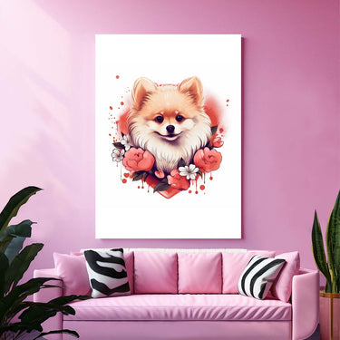 Cute Valentine Puppy Heart, Valentine Dog Canvas Print, Cute Pomeranian Love Canvas Wall Art, Valentine's Dog Painting, Valentine's Canvas, Pet Lover, Valentines Gift